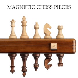 A&A 15 Magnetic Wooden Chess Set, Handmade 3 King Height Knight Staunton Chess Pieces with 2 Extra Queen, Folding Portable Travel Game Set A&A 15 Magnetic Wooden Chess Set, Handmade 3 King Height Knight Staunton Chess Pieces with 2 Extra Queen, Folding Portable Travel Game Set