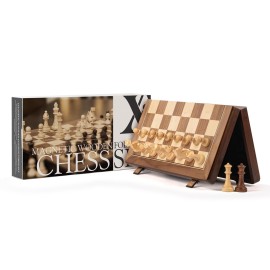 A&A 15 Magnetic Wooden Chess Set, Handmade 3 King Height Knight Staunton Chess Pieces with 2 Extra Queen, Folding Portable Travel Game Set A&A 15 Magnetic Wooden Chess Set, Handmade 3 King Height Knight Staunton Chess Pieces with 2 Extra Queen, Folding Portable Travel Game Set