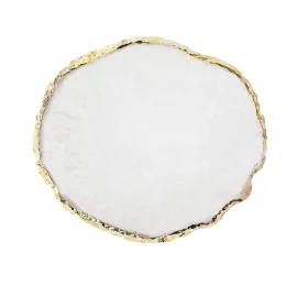 JASSINS Resin Nail Art Palette,Nail Art Painting Mixed Color Palette Gold Edge Nail Gel Color Makeup Display Board (White)