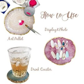 JASSINS Resin Nail Art Palette,Nail Art Painting Mixed Color Palette Gold Edge Nail Gel Color Makeup Display Board (White) JASSINS Resin Nail Art Palette,Nail Art Painting Mixed Color Palette Gold Edge Nail Gel Color Makeup Display Board (White)