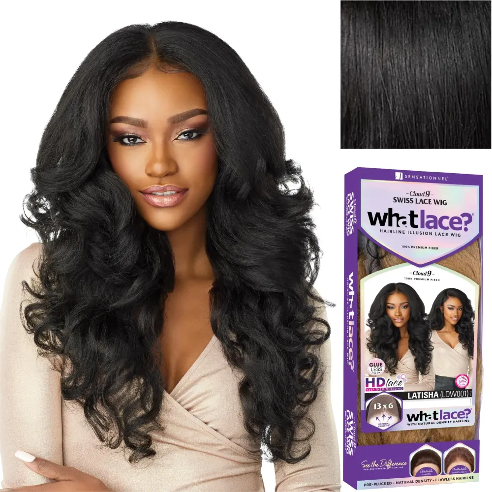 Sensationnel What Lace 13X6 Wigs - Latisha Lacefrontal Hand Tied Glueless Synthetic With Natural Density Preplucked Hairline (Jet Black 1) Sensationnel What Lace 13X6 Wigs - Latisha Lacefrontal Hand Tied Glueless Synthetic With Natural Density Preplucked Hairline (Jet Black 1)