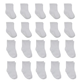Little Me 20-Pack Newborn Baby Infant & Toddler Unisex Socks, 0-12/12-24 Months, Assorted Size Pack, White
