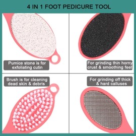 CAREHOOD Foot File Callus Remover - Multi Purpose 4 in 1 Feet Pedicure Tools with Foot Scrubber, Pumice Stone, Foot Rasp and Sand Paper for Home Foot Care (Red Pedicure Foot File) CAREHOOD Foot File Callus Remover - Multi Purpose 4 in 1 Feet Pedicure Tools with Foot Scrubber, Pumice Stone, Foot Rasp and Sand Paper for Home Foot Care (Red Pedicure Foot File)