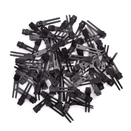 choicbaby 120pcs Double Prong Curl Clips, 1.8\' Stainless Steel Hair Clips for Hair Bow, Great Pin Curl Clip, Hair Salon Barber (Black, 1.8 inches, 4.5 cm)