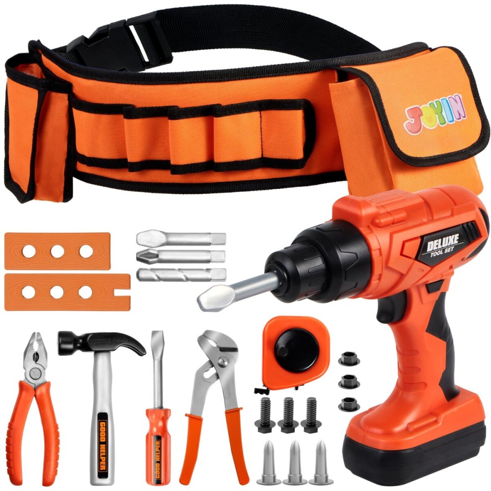 JOYIN 19Pcs Kids Tool Set, Construction Belt & Electronic Drill, Pretend Play Toddler Power Toy for Boys Girls Birthday Gifts Outdoor Preschool Ages 3 4 5 6 7 Years Old JOYIN 19Pcs Kids Tool Set, Construction Belt & Electronic Drill, Pretend Play Toddler Power Toy for Boys Girls Birthday Gifts Outdoor Preschool Ages 3 4 5 6 7 Years Old