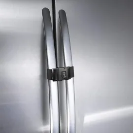 Fresheracc Fridge Freezer Refrigerator Cabinet Lock Latch, (2 Packs) Adjustable French Door Guard for Toddlers Children Kids Special Needs, No Drill No Screw No Adhesive (2 Packs Black)