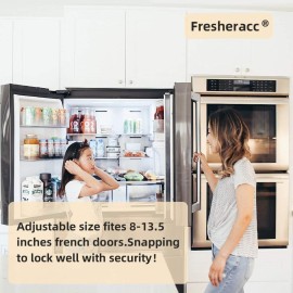 Fresheracc Fridge Freezer Refrigerator Cabinet Lock Latch, (2 Packs) Adjustable French Door Guard for Toddlers Children Kids Special Needs, No Drill No Screw No Adhesive (2 Packs Black) Fresheracc Fridge Freezer Refrigerator Cabinet Lock Latch, (2 Packs) Adjustable French Door Guard for Toddlers Children Kids Special Needs, No Drill No Screw No Adhesive (2 Packs Black)