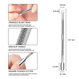 2 Pcs Cuticle Pusher Cutter and Remover, Professional Double Ended Stainless Steel Dual Head Cuticle Pusher Tool Nail Care Polish Remover Cuticle Trimmer, Durable Manicure and Pedicure Tool (Silver) 2 Pcs Cuticle Pusher Cutter and Remover, Professional Double Ended Stainless Steel Dual Head Cuticle Pusher Tool Nail Care Polish Remover Cuticle Trimmer, Durable Manicure and Pedicure Tool (Silver)