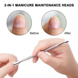 2 Pcs Cuticle Pusher Cutter and Remover, Professional Double Ended Stainless Steel Dual Head Cuticle Pusher Tool Nail Care Polish Remover Cuticle Trimmer, Durable Manicure and Pedicure Tool (Silver) 2 Pcs Cuticle Pusher Cutter and Remover, Professional Double Ended Stainless Steel Dual Head Cuticle Pusher Tool Nail Care Polish Remover Cuticle Trimmer, Durable Manicure and Pedicure Tool (Silver)