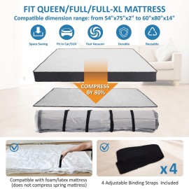 Queen/Full/Full-XL Foam Mattress Vacuum Bag for Moving, Vacuum Seal Mattress Bag with Straps Queen/Full/Full-XL Foam Mattress Vacuum Bag for Moving, Vacuum Seal Mattress Bag with Straps