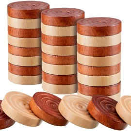 72 Pieces Wood Checkers 1.06 Inch Wooden Checkers Pieces Set with Stackable Ridge in Drawstring Storage Pouch for Board Game, Dark Brown and Natural