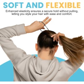 HOYOLS Seamless Hair Ties, Soft Cloth Fabric Black Bands, Large Ponytail Holder for Scrunchies Headbands Accessories for Women Girl 100 Pcs 1.5 Inch HOYOLS Seamless Hair Ties, Soft Cloth Fabric Black Bands, Large Ponytail Holder for Scrunchies Headbands Accessories for Women Girl 100 Pcs 1.5 Inch