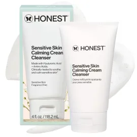 Honest Beauty Sensitive Skin Calming Cream Cleanser | Gently Cleanses, Hydrates, + Calms Skin | Hypoallergenic, Fragrance Free, Vegan | 4 fl oz