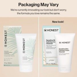Honest Beauty Sensitive Skin Calming Cream Cleanser | Gently Cleanses, Hydrates, + Calms Skin | Hypoallergenic, Fragrance Free, Vegan | 4 fl oz