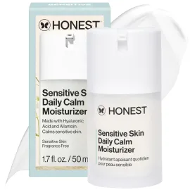 Honest Beauty Sensitive Skin Daily Calm Lightweight Moisturizer | Reduces Redness, Hydrates, + Calms Skin | Hypoallergenic, Fragrance Free, Vegan | 1.7 fl oz