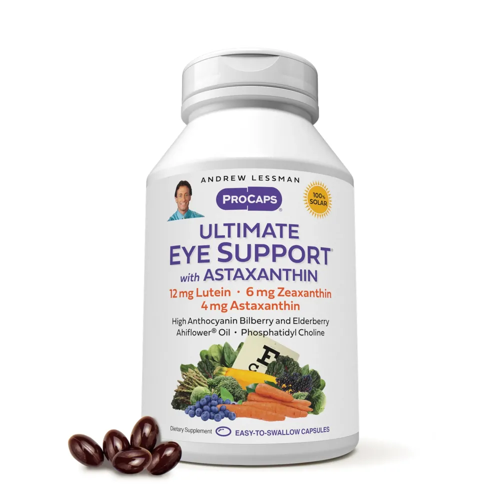 ANDREW LESSMAN Ultimate Eye Support with Astaxanthin 60 Softgels - 12mg Lutein, 6mg Zeaxanthin, 4mg Astaxanthin, Bilberry. Key Nutrients to Support Eye Health, Promote Healthy Vision. No Additives ANDREW LESSMAN Ultimate Eye Support with Astaxanthin 60 Softgels - 12mg Lutein, 6mg Zeaxanthin, 4mg Astaxanthin, Bilberry. Key Nutrients to Support Eye Health, Promote Healthy Vision. No Additives