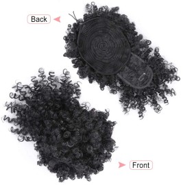 ENTRANCED STYLES Drawstring Ponytail with Bangs Afro Puff Ponytail Extensions for Women Short Curly Puff Ponytail with Bangs Clip in Wrap Updo Hairpiece for Women(1B) ENTRANCED STYLES Drawstring Ponytail with Bangs Afro Puff Ponytail Extensions for Women Short Curly Puff Ponytail with Bangs Clip in Wrap Updo Hairpiece for Women(1B)