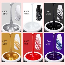 SAVILAND 6 Colors Spider Gel, New Upgraded Matrices Spider Gel with Nail Art Brushes, Nail Designs Paint Wire Drawing Gels Polish for Line (White Black Red Blue Gold Silver) SAVILAND 6 Colors Spider Gel, New Upgraded Matrices Spider Gel with Nail Art Brushes, Nail Designs Paint Wire Drawing Gels Polish for Line (White Black Red Blue Gold Silver)