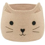 VK VKLIVING Animal Baskets Large Woven Cotton Rope Storage with Cute Cat Design Laundry Organizer for Towels, Blanket, Toys, Clothes, Gifts - Cat Toy Box Pet or Baby Gift Baskets 15Lx14H
