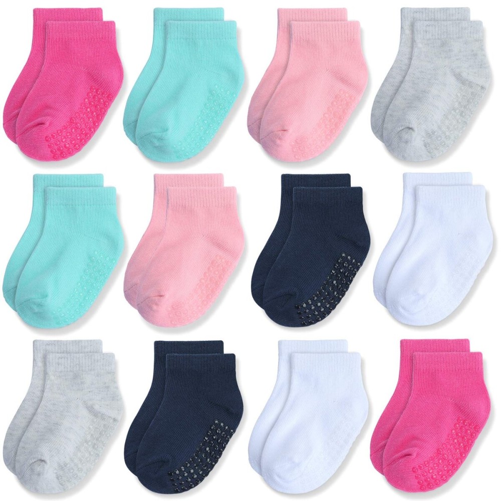 JAKIDAR 12 Pair Baby Toddler Socks Non-Slip Grip Cotton Ankle Socks for Boys Girls Non Skid Soles for Infants Kids, Assorted Girl, 12-24 Months JAKIDAR 12 Pair Baby Toddler Socks Non-Slip Grip Cotton Ankle Socks for Boys Girls Non Skid Soles for Infants Kids, Assorted Girl, 12-24 Months