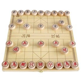 Luoyer 14 Inch Wooden Foldable Chinese Chess Xiangqi Travel Game Set with Wooden Chess Pieces Traditional Tabletop Strategy and Skill Game for Teens Adults