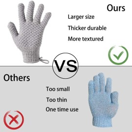 CLEEDY Bath Exfoliating Gloves Scrub - 4 Pcs (2Pairs) Lengthened and Large Exfoliating Scrubbing Gloves for Shower, Spa, Massage - Scrub Exfoliating Mitts for Body, Face, Hand and Foot (black and gray CLEEDY Bath Exfoliating Gloves Scrub - 4 Pcs (2Pairs) Lengthened and Large Exfoliating Scrubbing Gloves for Shower, Spa, Massage - Scrub Exfoliating Mitts for Body, Face, Hand and Foot (black and gray