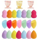 Abgream 24pcs Makeup Sponge Blender Set - 21 Pcs Latex-Free Vegan Sponges with 3 Pcs Makeup Blender Holder, Beauty Cosmetic Foundation Blending Powder Puff for Liquid Powers BB Cream (Style 1)