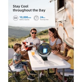 Koonie 10000mAh Rechargeable Portable 8-Inch Clip-on Fan, USB Car Fan 4 Speeds, Sturdy Clamp for Office Desk, Golf Cart, Stroller, Outdoor, Travel, Camping, Tent, Gym, Treadmill