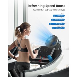 Koonie 10000mAh Rechargeable Portable 8-Inch Clip-on Fan, USB Car Fan 4 Speeds, Sturdy Clamp for Office Desk, Golf Cart, Stroller, Outdoor, Travel, Camping, Tent, Gym, Treadmill