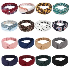 Meartchy 16 Pcs Hairbands for Women, Boho Headbands, Vintage Head Bands, Floral Twisted Criss Cross Elastic Head Wrap Hair Accessories