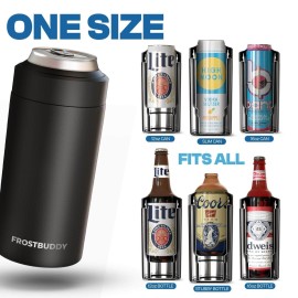 Frost Buddy Universal Can Cooler - Fits All - For Regular 12 & 16 oz or Slim-Size Bottles - Insulated Double-Walled Stainless Steel (MatteBlack) Frost Buddy Universal Can Cooler - Fits All - For Regular 12 & 16 oz or Slim-Size Bottles - Insulated Double-Walled Stainless Steel (MatteBlack)