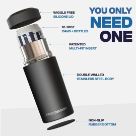 Frost Buddy Universal Can Cooler - Fits All - For Regular 12 & 16 oz or Slim-Size Bottles - Insulated Double-Walled Stainless Steel (MatteBlack) Frost Buddy Universal Can Cooler - Fits All - For Regular 12 & 16 oz or Slim-Size Bottles - Insulated Double-Walled Stainless Steel (MatteBlack)