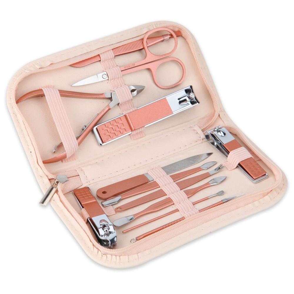 Nail Clippers and Beauty Tool Portable Set, Rose Gold Martensitic Stainless Steel Manicure Set 12 in 1, with Pink Leather Bag, Suitable for Home, Workplace, Outdoor Travel, Gift Giving, Salon. Nail Clippers and Beauty Tool Portable Set, Rose Gold Martensitic Stainless Steel Manicure Set 12 in 1, with Pink Leather Bag, Suitable for Home, Workplace, Outdoor Travel, Gift Giving, Salon.