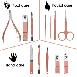 Nail Clippers and Beauty Tool Portable Set, Rose Gold Martensitic Stainless Steel Manicure Set 12 in 1, with Pink Leather Bag, Suitable for Home, Workplace, Outdoor Travel, Gift Giving, Salon. Nail Clippers and Beauty Tool Portable Set, Rose Gold Martensitic Stainless Steel Manicure Set 12 in 1, with Pink Leather Bag, Suitable for Home, Workplace, Outdoor Travel, Gift Giving, Salon.