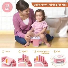 MCGMITT Portable Potty Seat for Kids Travel - Foldable Training Toilet Chair for Toddler Girls with Storage Bags for Outdoor and Indoor Easy to Clean(Pink) MCGMITT Portable Potty Seat for Kids Travel - Foldable Training Toilet Chair for Toddler Girls with Storage Bags for Outdoor and Indoor Easy to Clean(Pink)