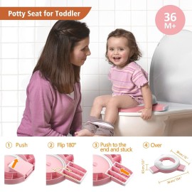 MCGMITT Portable Potty Seat for Kids Travel - Foldable Training Toilet Chair for Toddler Girls with Storage Bags for Outdoor and Indoor Easy to Clean(Pink) MCGMITT Portable Potty Seat for Kids Travel - Foldable Training Toilet Chair for Toddler Girls with Storage Bags for Outdoor and Indoor Easy to Clean(Pink)