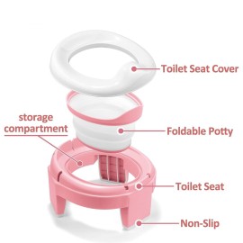 MCGMITT Portable Potty Seat for Kids Travel - Foldable Training Toilet Chair for Toddler Girls with Storage Bags for Outdoor and Indoor Easy to Clean(Pink) MCGMITT Portable Potty Seat for Kids Travel - Foldable Training Toilet Chair for Toddler Girls with Storage Bags for Outdoor and Indoor Easy to Clean(Pink)