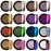 Artdone 16 Jars Chrome Nail Powder Nail Art Fimo Striping Tape Lines Decoration Metallic Mirror Effect Holographic Aurora Chameleon Pigment Powder 1g/Jar Pearl for Resin Craft & Nail Art
