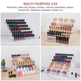 KINGROW Nail Polish Organizer Holder Rack 6 Layers Acrylic Display Rack Eyeglasses Shelf Essential Oils Ink Storage Holds Up to 96 (Fit 1-2oz Bottles) KINGROW Nail Polish Organizer Holder Rack 6 Layers Acrylic Display Rack Eyeglasses Shelf Essential Oils Ink Storage Holds Up to 96 (Fit 1-2oz Bottles)