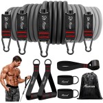 Resistance Bands, Exercise Bands with Handles, Workout Bands, Fitness Bands with Door Anchor and Ankle Straps, for Heavy Resistance Training, Physical Therapy, Shape Body, Yoga, Home Workouts Set