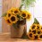 Laelfe Artificial Sunflower Flowers Long Stem Silk Fake Large Sunflowers Decoration for Outdoor Home Wedding Baby Shower Birthday Party Single Bulk Yellow Decor 6PCS (Dark Center)