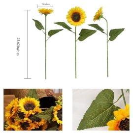 Laelfe Artificial Sunflower Flowers Long Stem Silk Fake Large Sunflowers Decoration for Outdoor Home Wedding Baby Shower Birthday Party Single Bulk Yellow Decor 6PCS (Dark Center) Laelfe Artificial Sunflower Flowers Long Stem Silk Fake Large Sunflowers Decoration for Outdoor Home Wedding Baby Shower Birthday Party Single Bulk Yellow Decor 6PCS (Dark Center)