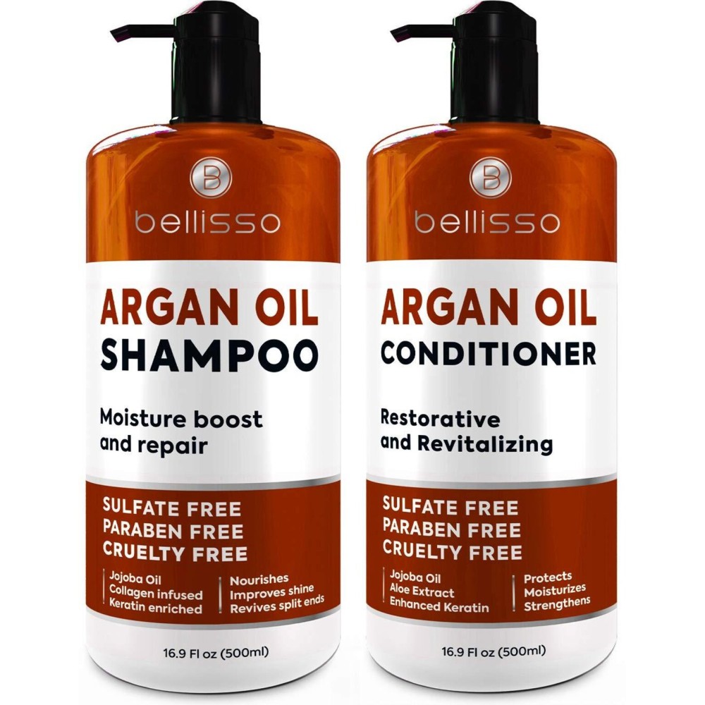 Moroccan Argan Oil Shampoo and Conditioner Set - Sulfate Free with No Parabens - Botanicals for Women and Men - Professional Moisturizing, Anti Frizz, Hydrating Solution for Dry, Wavy and Curly Hair Moroccan Argan Oil Shampoo and Conditioner Set - Sulfate Free with No Parabens - Botanicals for Women and Men - Professional Moisturizing, Anti Frizz, Hydrating Solution for Dry, Wavy and Curly Hair