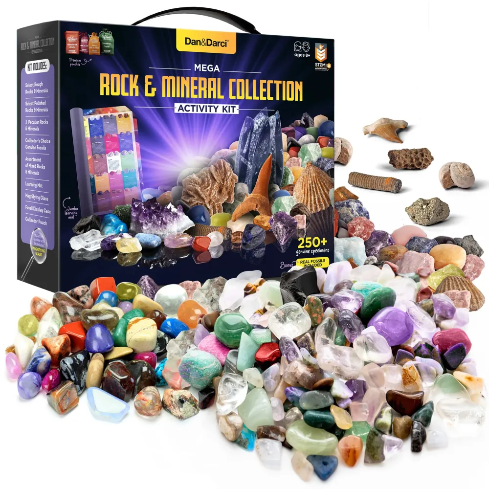 Rock Collection for Kids - Includes 250+ Bulk Rocks, Gemstones & Crystals + Genuine Fossils and Minerals - 2 Lbs. - Geology Science STEM Toys, Gifts for Boys & Girls Ages 6+. Earth Science Activity Rock Collection for Kids - Includes 250+ Bulk Rocks, Gemstones & Crystals + Genuine Fossils and Minerals - 2 Lbs. - Geology Science STEM Toys, Gifts for Boys & Girls Ages 6+. Earth Science Activity