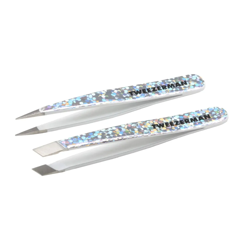 Tweezerman Hollygraphic Micro Mini Slant & Point Tweezer Set - Eyebrow Tweezers for Women and Men Tweezerman Hollygraphic Micro Mini Slant & Point Tweezer Set - Eyebrow Tweezers for Women and Men