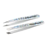 Tweezerman Hollygraphic Micro Mini Slant & Point Tweezer Set - Eyebrow Tweezers for Women and Men