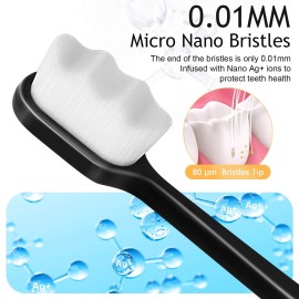 VEGOLS Adult Extra Soft Toothbrush with 20000 Soft Bristles, (Pack of 6) Micro Nano Manual Toothbrushes for Protect Sensitive Gums, Black/White VEGOLS Adult Extra Soft Toothbrush with 20000 Soft Bristles, (Pack of 6) Micro Nano Manual Toothbrushes for Protect Sensitive Gums, Black/White
