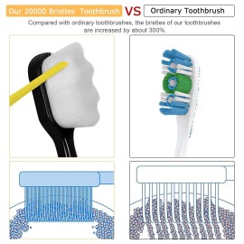 VEGOLS Adult Extra Soft Toothbrush with 20000 Soft Bristles, (Pack of 6) Micro Nano Manual Toothbrushes for Protect Sensitive Gums, Black/White VEGOLS Adult Extra Soft Toothbrush with 20000 Soft Bristles, (Pack of 6) Micro Nano Manual Toothbrushes for Protect Sensitive Gums, Black/White