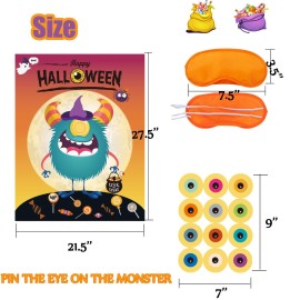 Funnlot Halloween Party Games for Kids Halloween Game Pin The Eye on The Monster Game Activities Hallowee n Pin The Tail Games