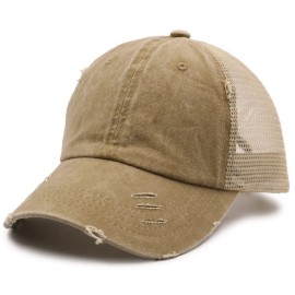 ProMindFun Womens Ponytail High Messy Bun Hats Distressed Baseball Caps Unconstructed Washed Dad Hat Girls Trucker Ponycaps (03-Light Khaki) ProMindFun Womens Ponytail High Messy Bun Hats Distressed Baseball Caps Unconstructed Washed Dad Hat Girls Trucker Ponycaps (03-Light Khaki)